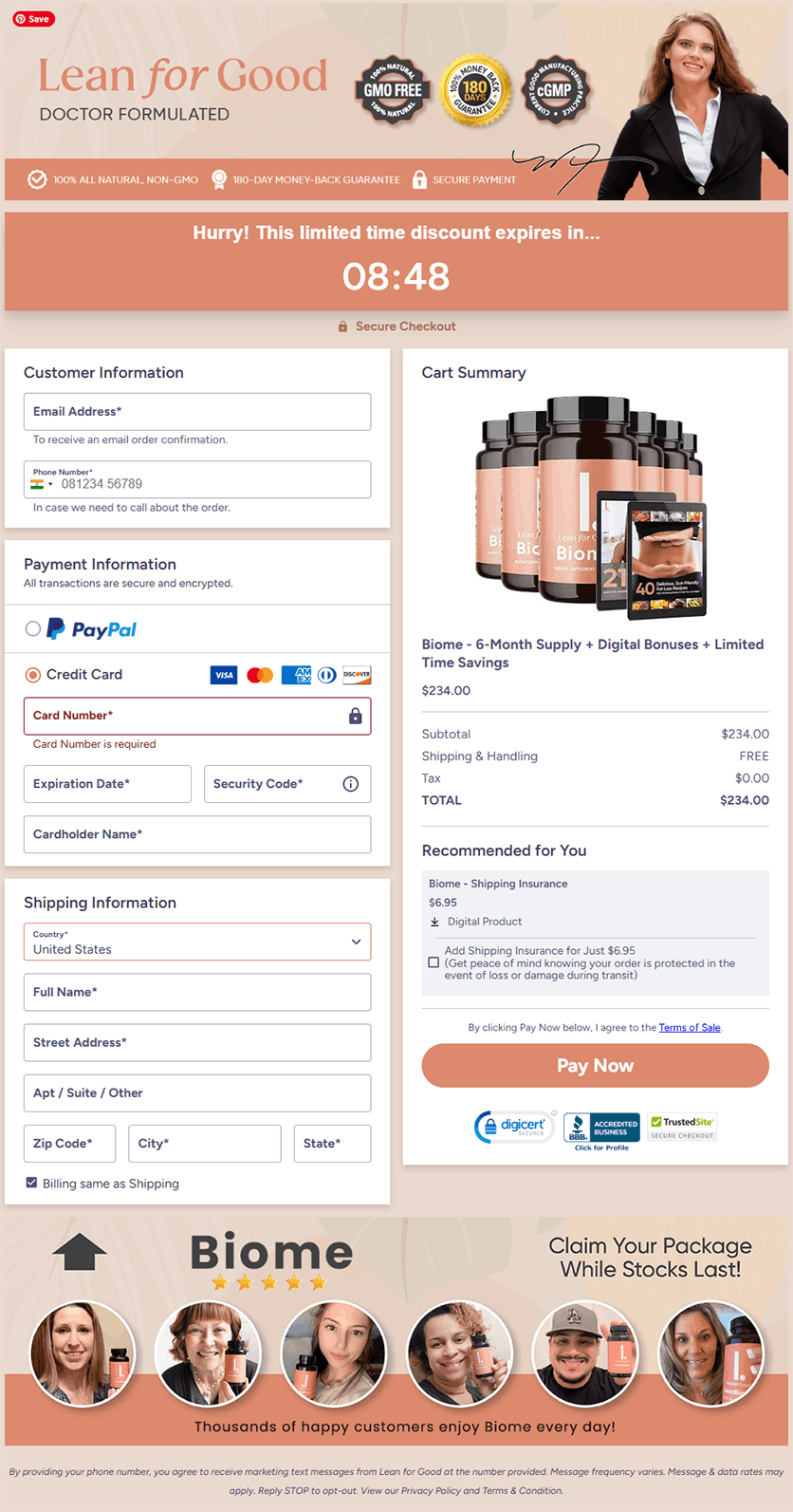 LeanBiome Secured Checkout